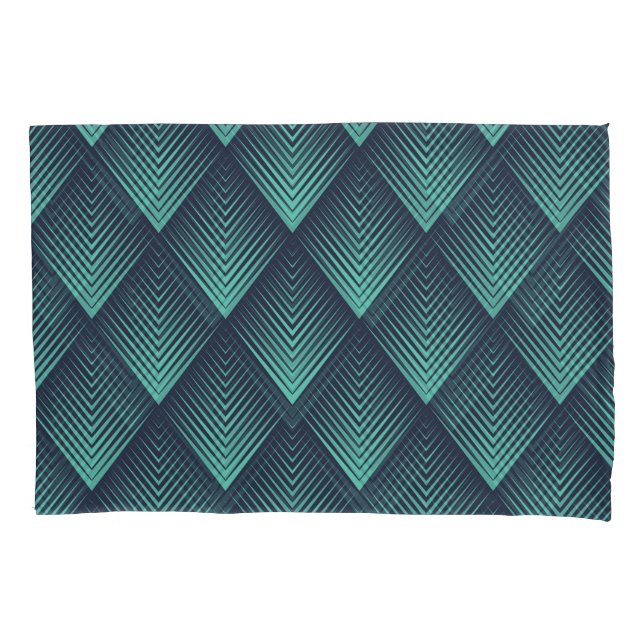 Neon Blue Op-Art Chevron. Pillowcase (Front)