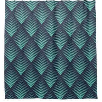 Neon Blue Op-Art Chevron. Shower Curtain