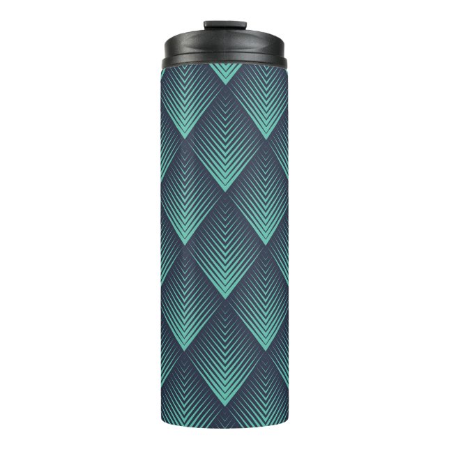 Neon Blue Op-Art Chevron. Thermal Tumbler (Front)