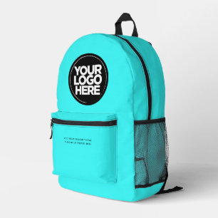 Neon Blue Personalised Corporate Logo and Text Printed Backpack