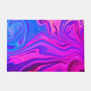Neon Blue Purple Pink Abstract Pattern Doormat