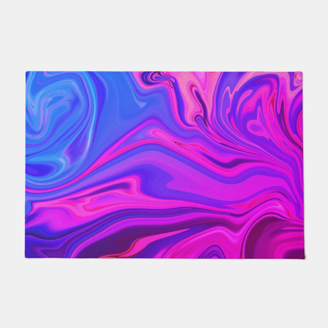 Neon Blue Purple Pink Abstract Pattern Doormat (Front)