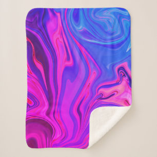 Neon Blue Purple Pink Abstract Pattern Sherpa Blanket