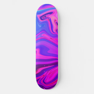 Neon Blue Purple Pink Abstract Pattern Skateboard