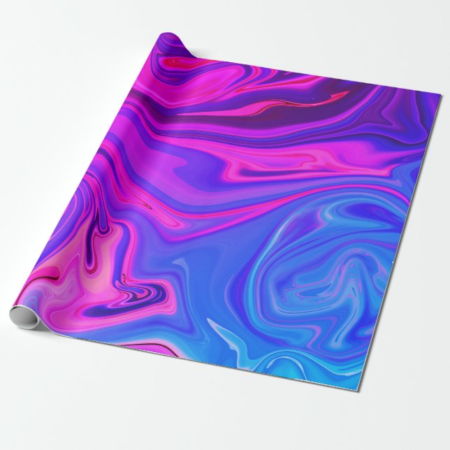 Neon Blue Purple Pink Abstract Pattern  Wrapping Paper (Unrolled)