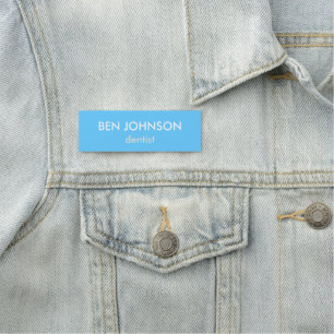 Neon blue simple custom name name tag