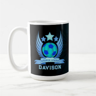 Neon Blue Soccer Ball   Cool Custom Gifts For Boys Coffee Mug