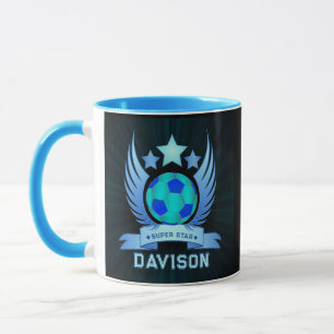 Neon Blue Soccer Ball   Cool Custom Gifts For Boys Mug