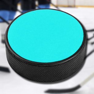 Neon Blue Solid Colour Classic Hockey Puck