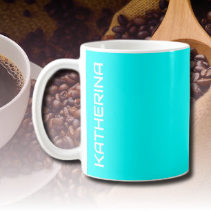 Neon Blue Solid Colour   Classic Personalised  Coffee Mug
