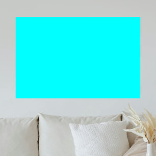 Neon Blue Solid Colour   Classic Poster