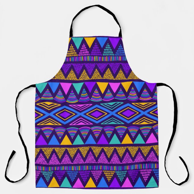Neon Blue: Tribal Navajo Pattern Apron (Front)