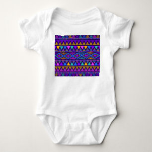Neon Blue: Tribal Navajo Pattern Baby Bodysuit
