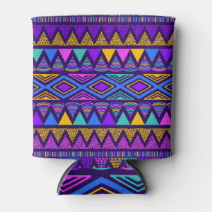 Neon Blue: Tribal Navajo Pattern Can Cooler