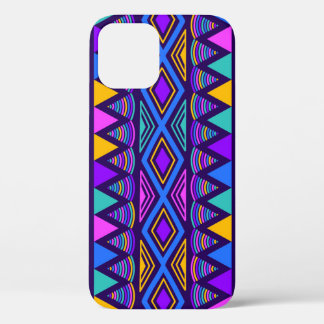 Neon Blue: Tribal Navajo Pattern iPhone 12 Case