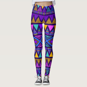 Neon Blue: Tribal Navajo Pattern Leggings