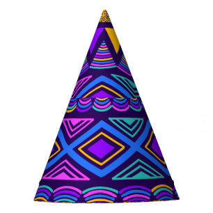 Neon Blue: Tribal Navajo Pattern Party Hat