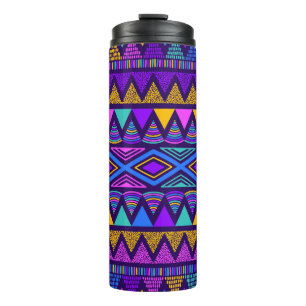 Neon Blue: Tribal Navajo Pattern Thermal Tumbler