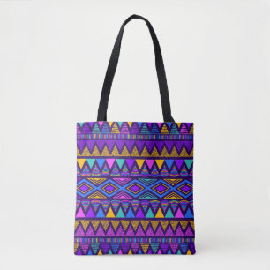 Neon Blue: Tribal Navajo Pattern Tote Bag