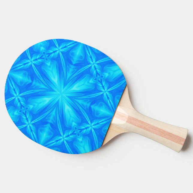 Neon Blue Turquoise Psychedelic Cloudy Abstract Ping Pong Paddle (Side)