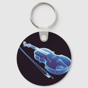 Neon Blue Violin Key Ring