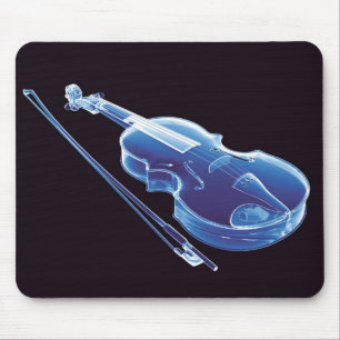 Neon Blue Violin Mouse Pad