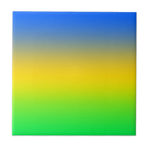  Neon blue, yellow, green gradient, ombre. Ceramic Tile