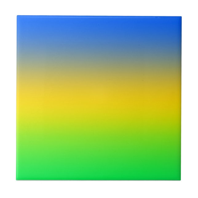  Neon blue, yellow, green gradient, ombre. Ceramic Tile (Front)