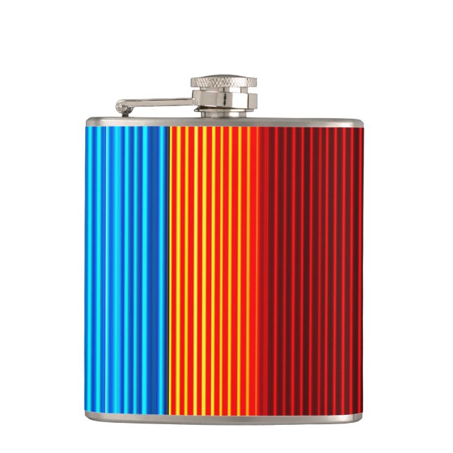 Neon Blue Yellow Red Lines Hip Flask (Front)