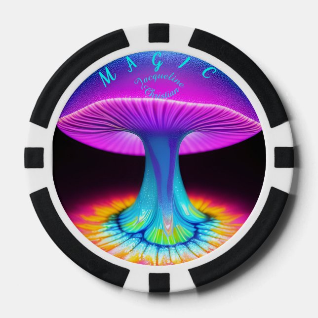 Neon Boho Unique Wedding Favour Poker Chips (Front)