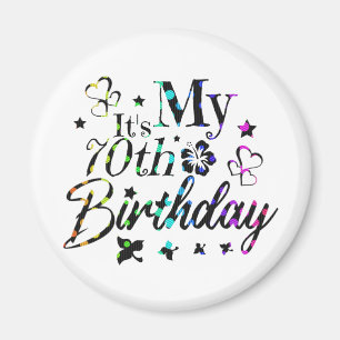 neon bokeh textured it's my 70th birthday magnet