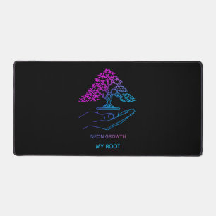 Neon Bonsai Tree Cyberpunk Aesthetic Personalised  Desk Mat