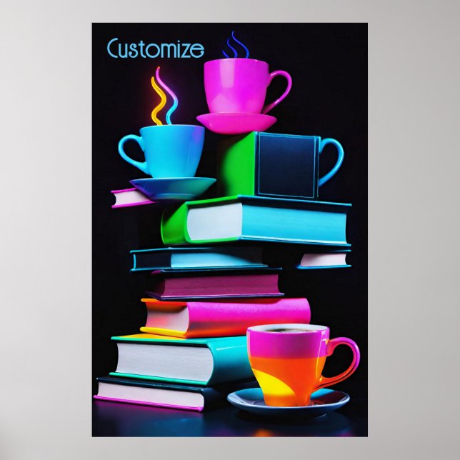 Neon Books And Coffee 3 Poster (Front)