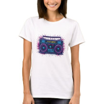 Neon boombox retrowave design