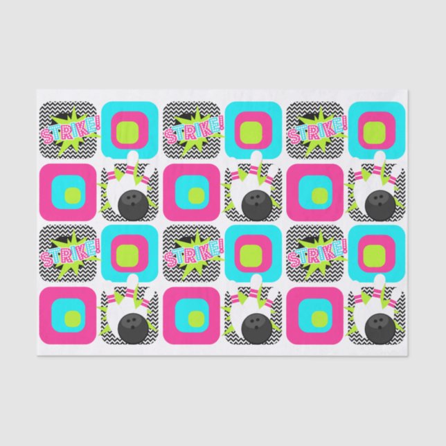 Neon Bowling Chevron Wrapping Tissue Paper (Front)