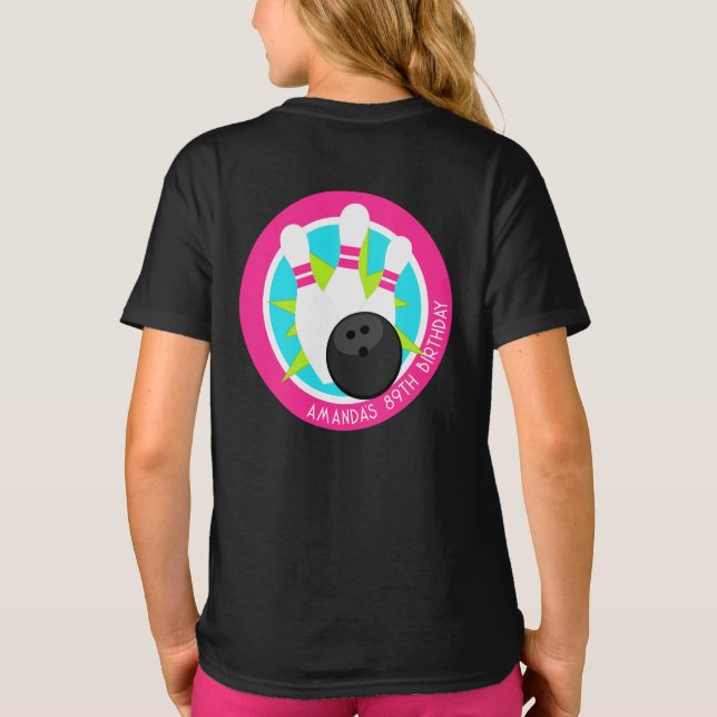 Neon Bowling Event Shirt with Name on Front Pocket (Back)
