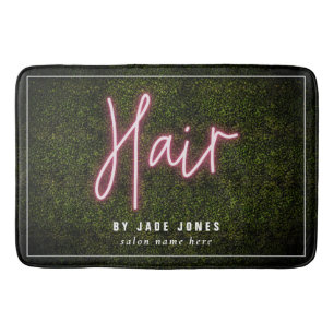 Neon Boxwood Hair Salon Cosmetologist Bath Mat