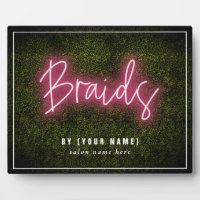 Neon Boxwood Hair Salon Professional Braids Plaque