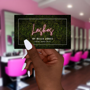 Neon Boxwood Lash Artist Business Card