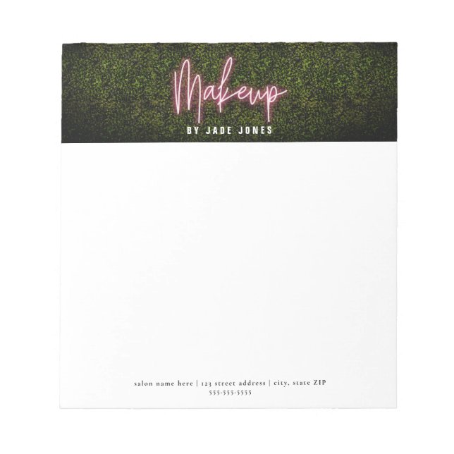 Neon Boxwood Makeup Artist Cosmetologist Salon Notepad (Front)
