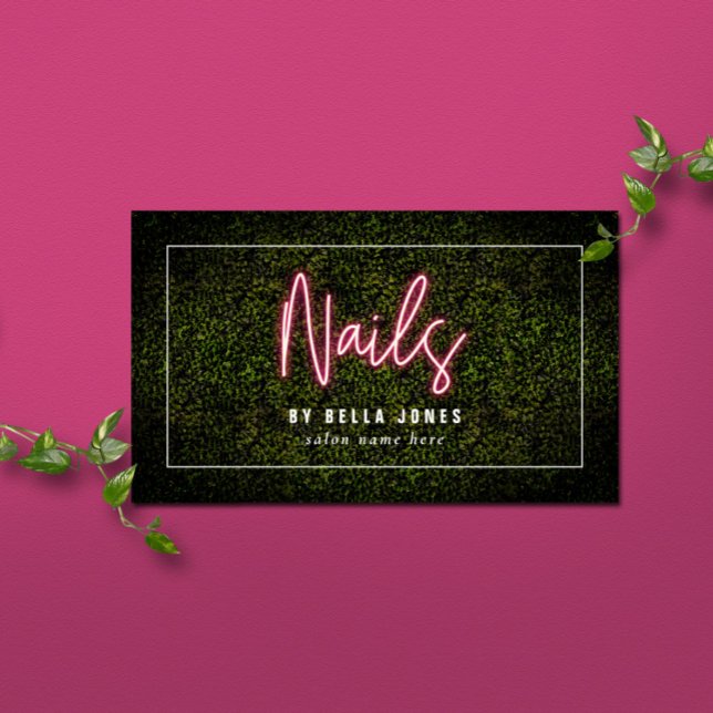 Neon Boxwood Nail Artist Business Card (Creator Uploaded)