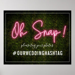 Neon Boxwood Wedding Hashtag Sign
