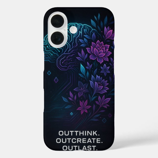Neon Brain Bloom iPhone 16 Case – Outthink. Outcre (Back)