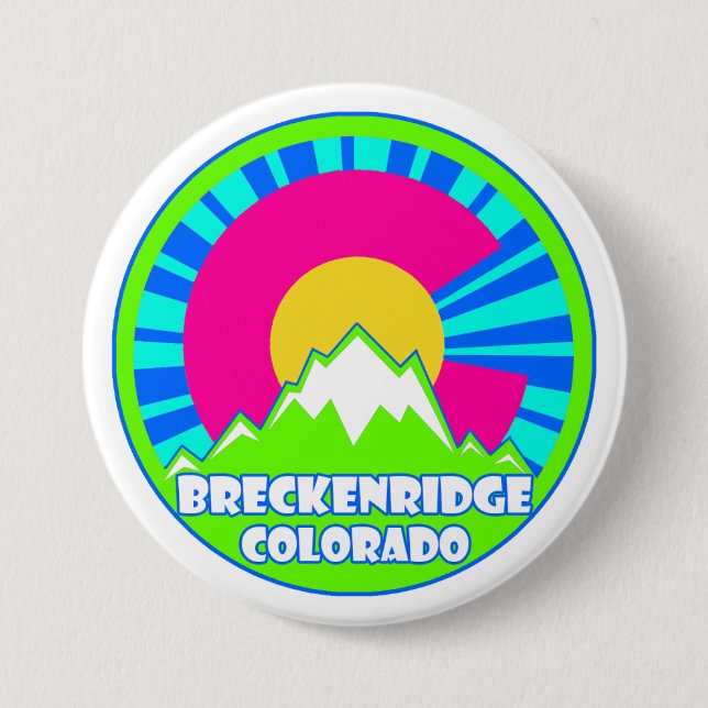 Neon Breckenridge Colorado flag burst button (Front)
