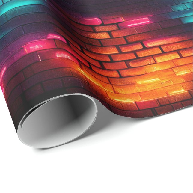 Neon brick wall Wrapping Paper (Roll Corner)