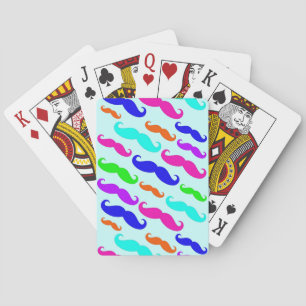 Neon bright colourful moustaches playing cards