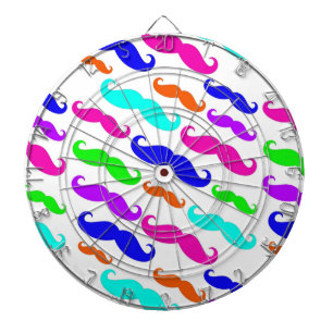 Neon bright colours moustaches dartboard