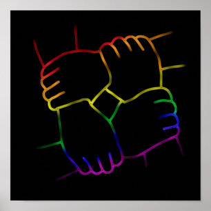 Neon Bright LGBTQ Colourful Pride Line Art Poster