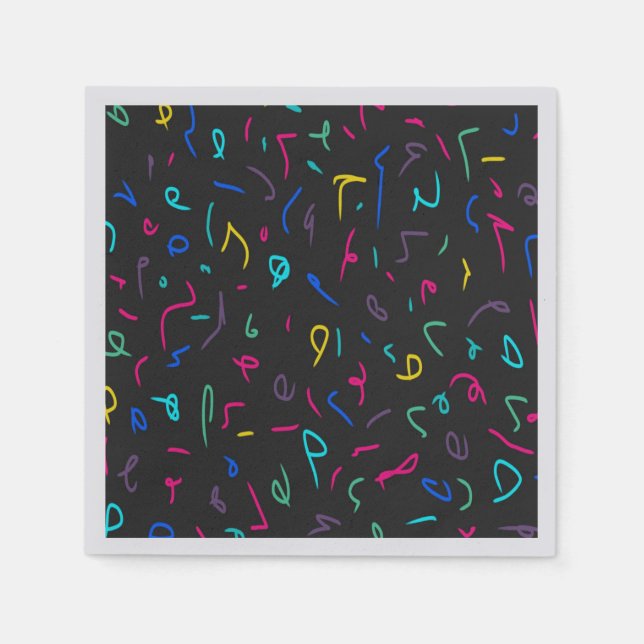 Neon Bright Marks on Black  Napkin (Front)