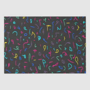 Neon Bright Marks on Black Tissue Paper
